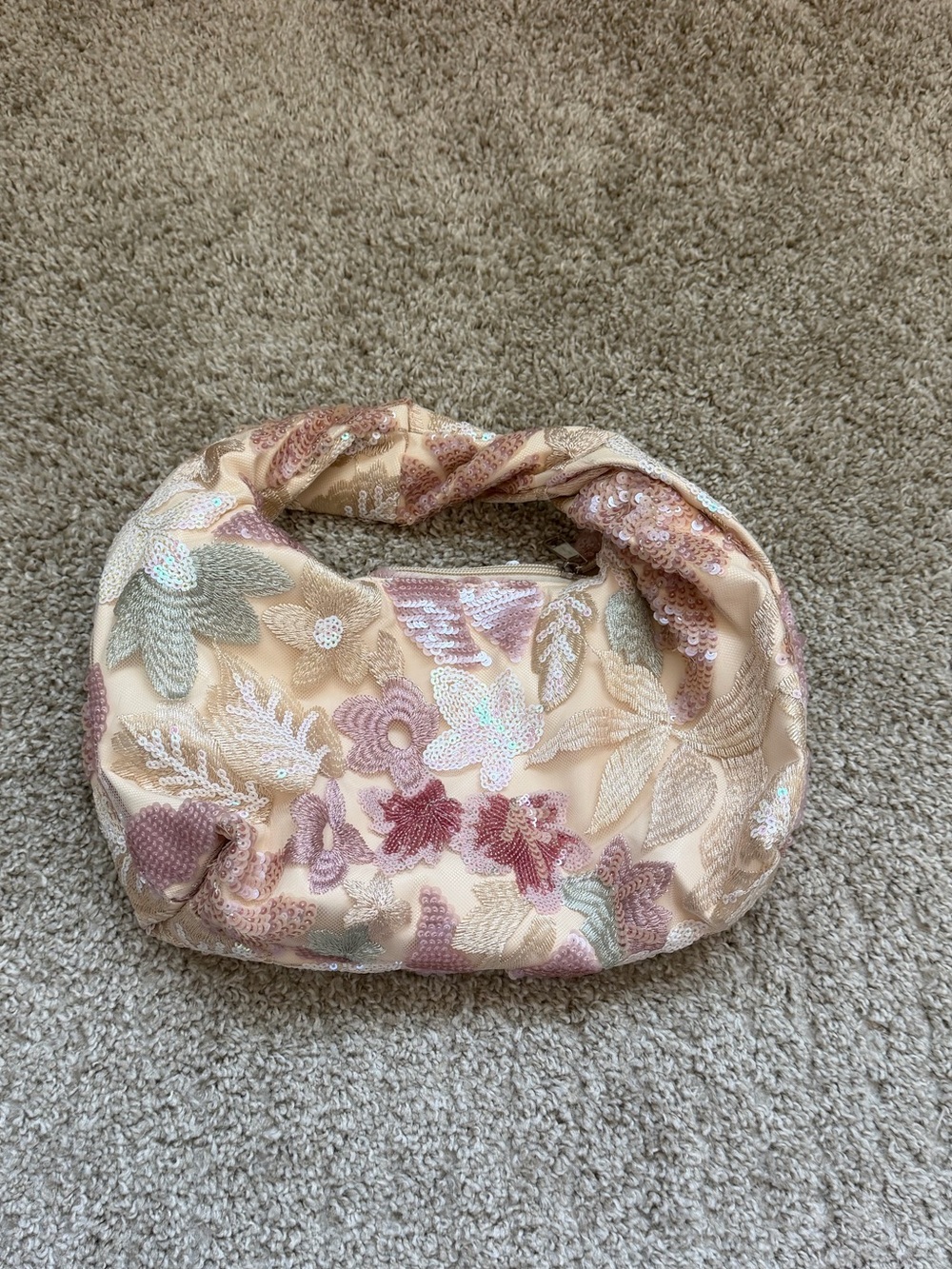 Sequin Embroidered Top Handle Bag
